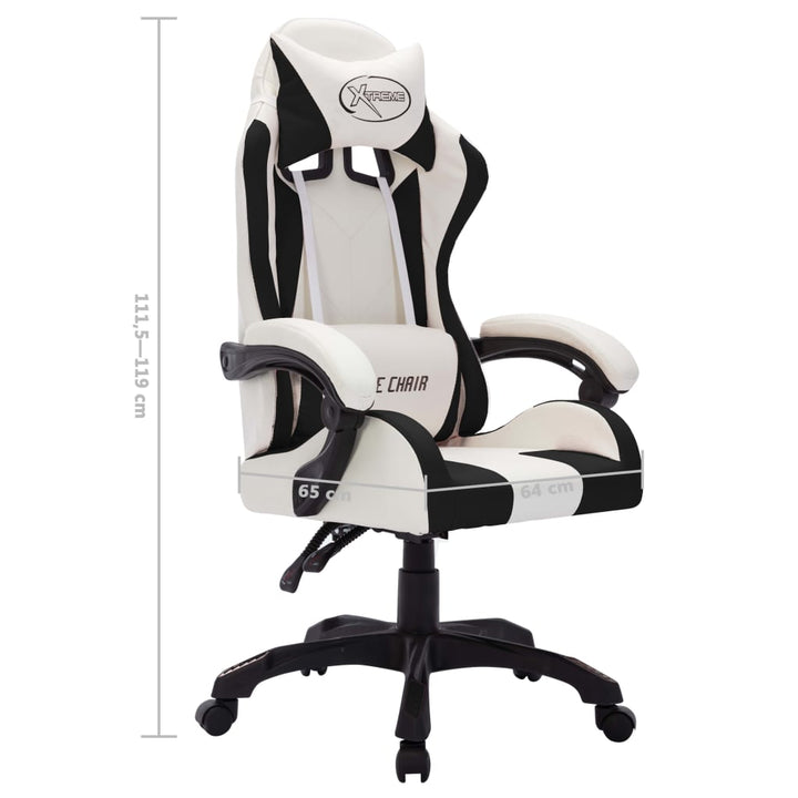 Scaun De Racing Cu Led Rgb, Și Negru, Piele Ecologică