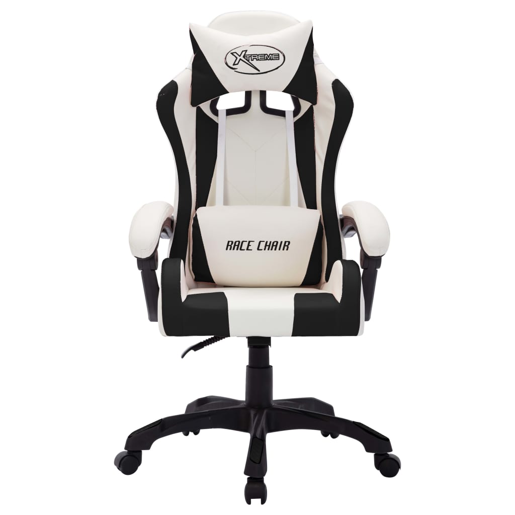 Scaun De Racing Cu Led Rgb, Și Negru, Piele Ecologică