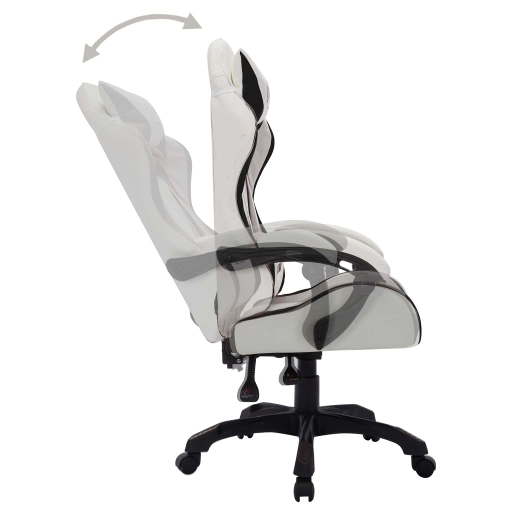 Scaun De Racing Cu Led Rgb, Și Negru, Piele Ecologică