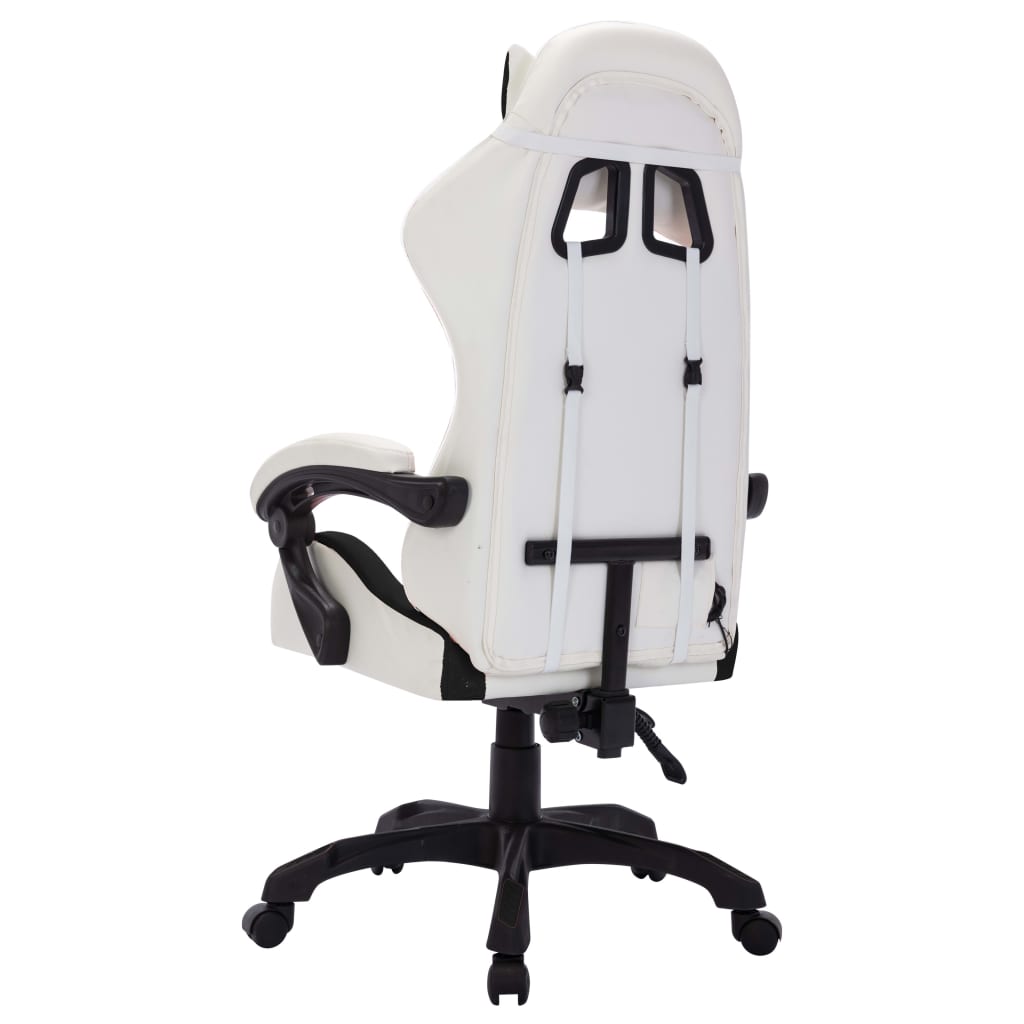 Scaun De Racing Cu Led Rgb, Și Negru, Piele Ecologică