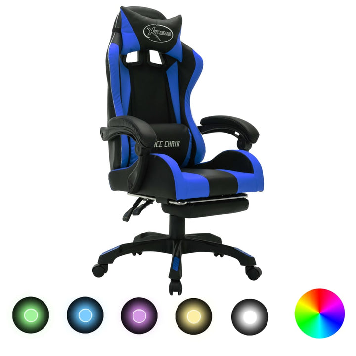Scaun De Racing Cu Led Rgb, Și Negru, Piele Ecologică
