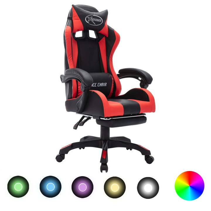 Scaun De Racing Cu Led Rgb, Și Negru, Piele Ecologică