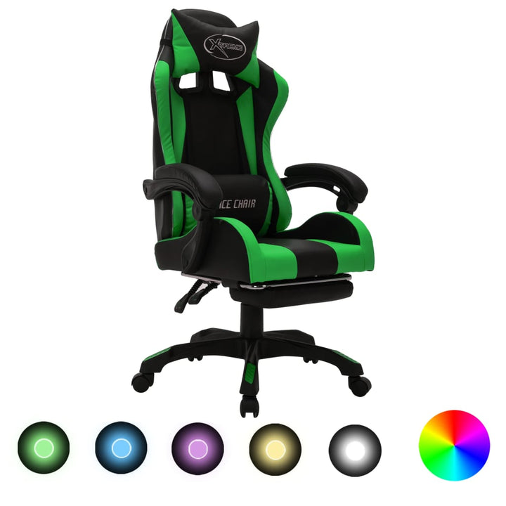 Scaun De Racing Cu Led Rgb, Și Negru, Piele Ecologică