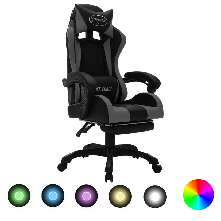 Scaun De Racing Cu Led Rgb, Și Negru, Piele Ecologică