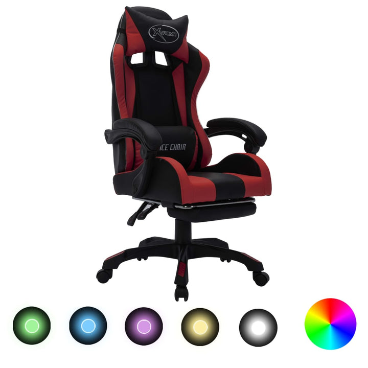 Scaun De Racing Cu Led Rgb, Și Negru, Piele Ecologică