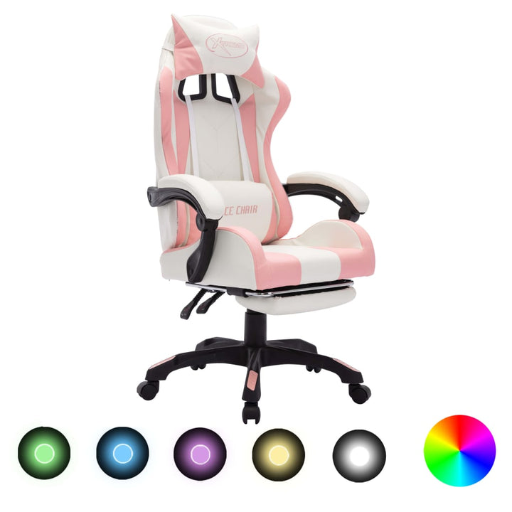 Scaun De Racing Cu Led Rgb, Și Negru, Piele Ecologică