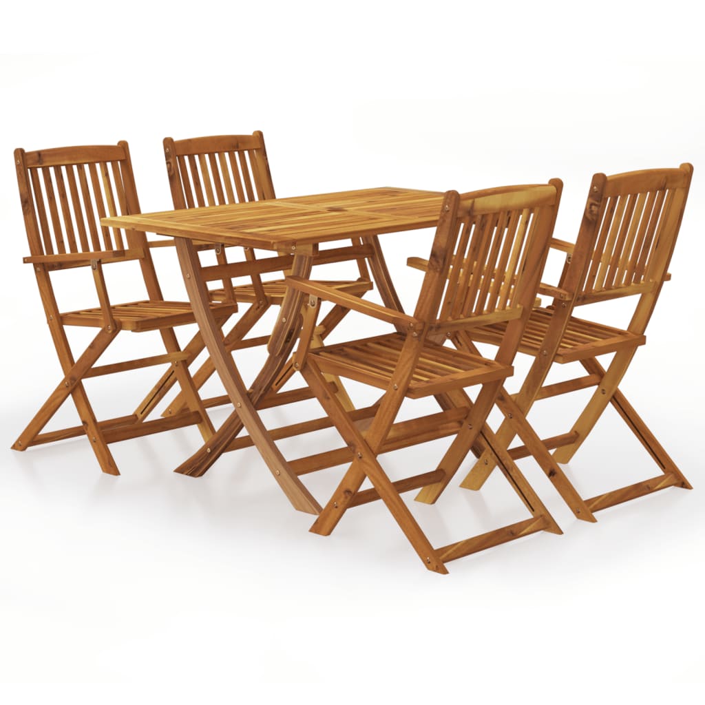 Set Mobilier De Exterior Pliabil, 7 Piese, Lemn Masiv De Acacia