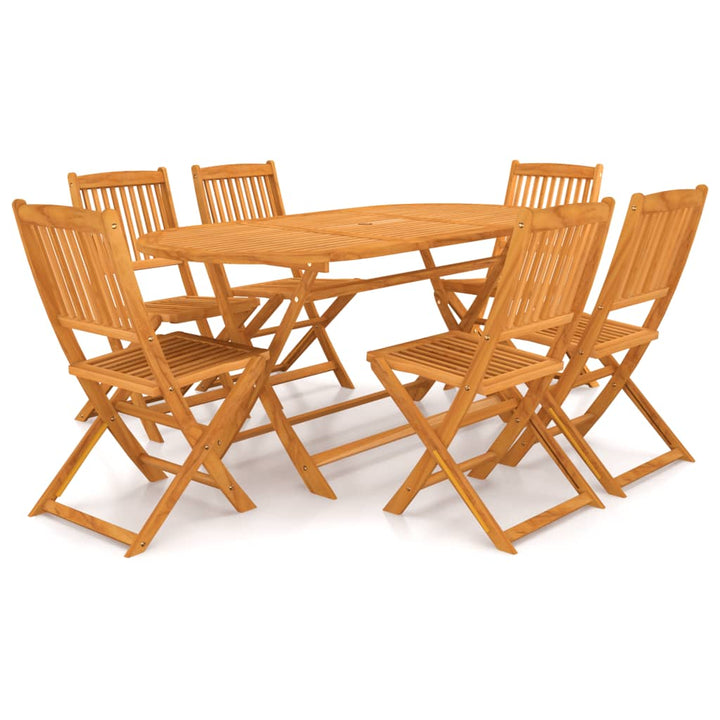 Set Mobilier De Exterior Pliabil, 7 Piese, Lemn Masiv De Acacia