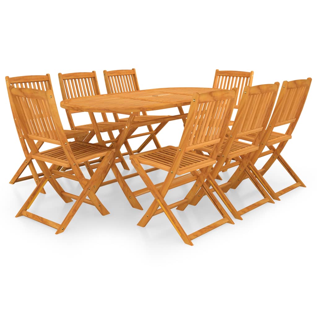 Set Mobilier De Exterior Pliabil, 7 Piese, Lemn Masiv De Acacia