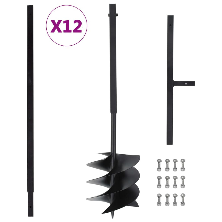 Burghiu De Pământ Cu Mâner 250 Mm, Tub Extensibil La 12 M, Oțel