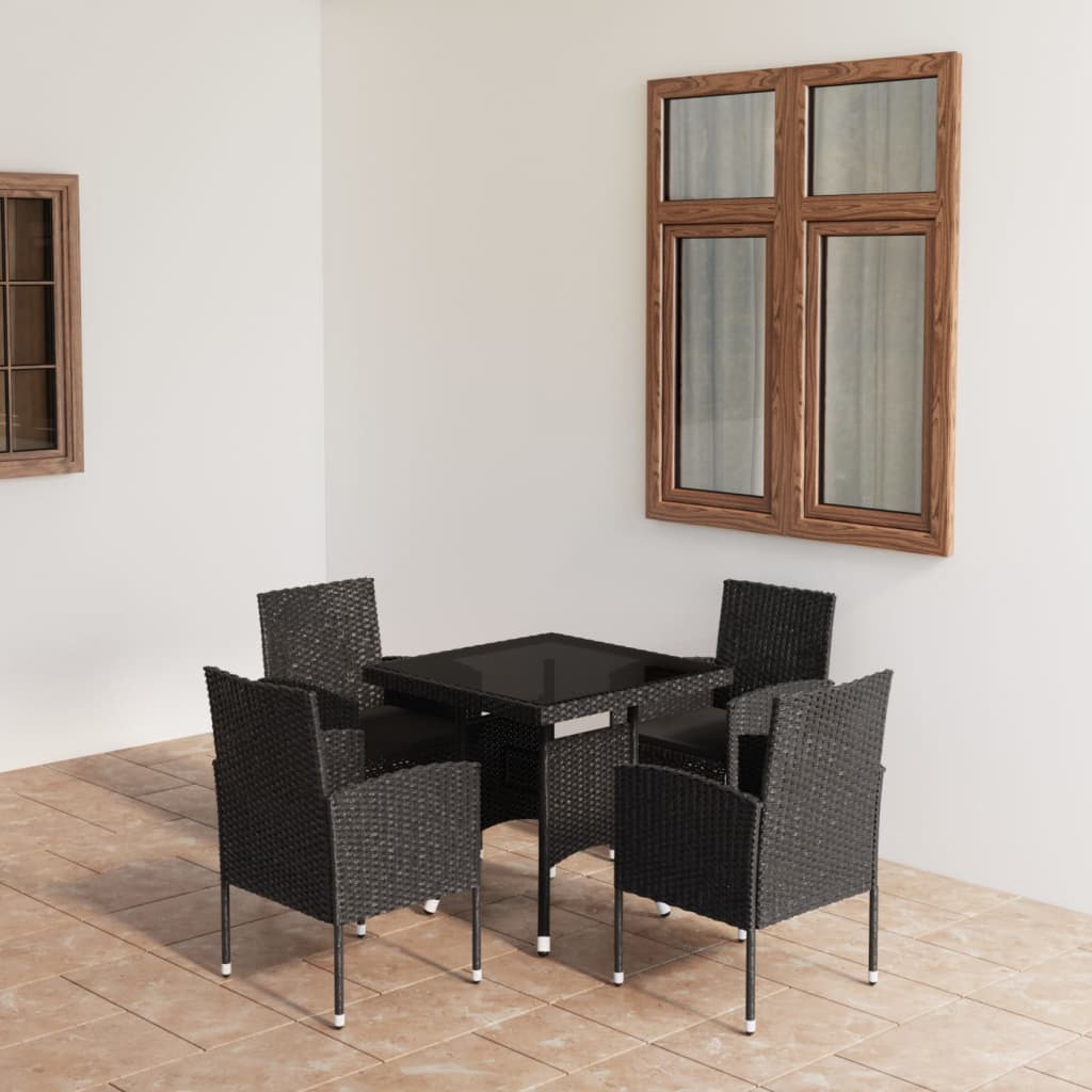 Set Mobilier De Grădină, 5 Piese, & Gri, Poliratan