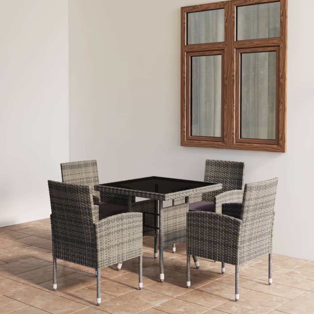 Set Mobilier De Grădină, 5 Piese, & Gri, Poliratan