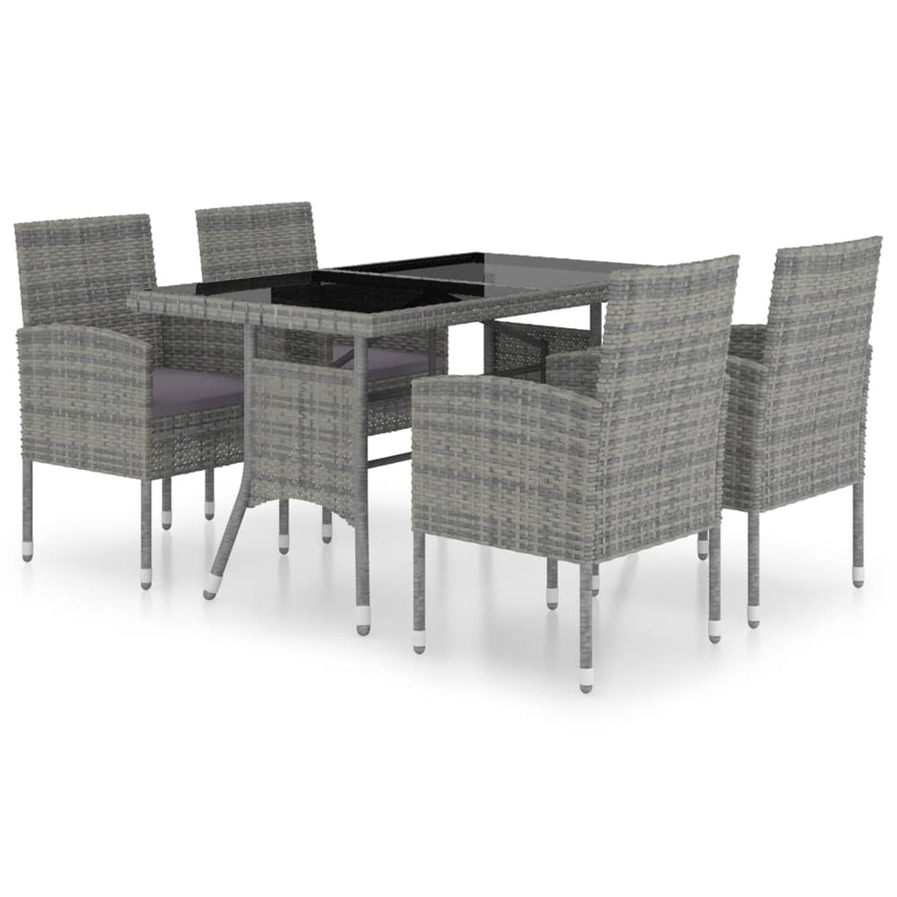 Set Mobilier De Grădină, 5 Piese, & Gri, Poliratan