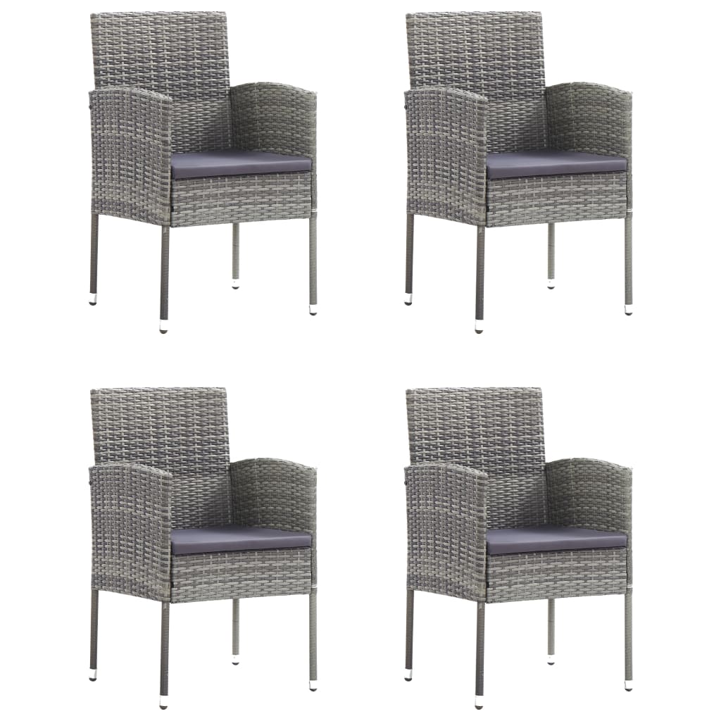Set Mobilier De Grădină, 5 Piese, & Gri, Poliratan