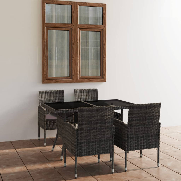 Set Mobilier De Grădină, 5 Piese, & Gri, Poliratan