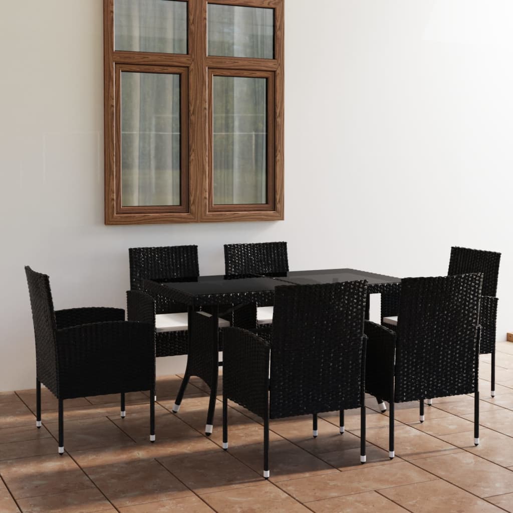 Set Mobilier De Grădină, 7 Piese, & Gri, Poliratan