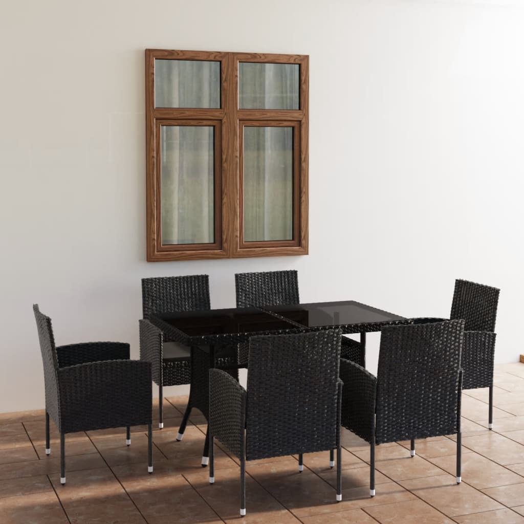 Set Mobilier De Grădină, 7 Piese, & Gri, Poliratan