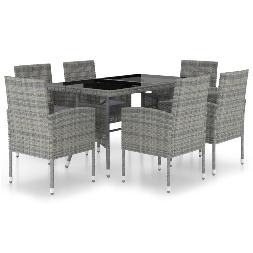 Set Mobilier De Grădină, 7 Piese, & Gri, Poliratan