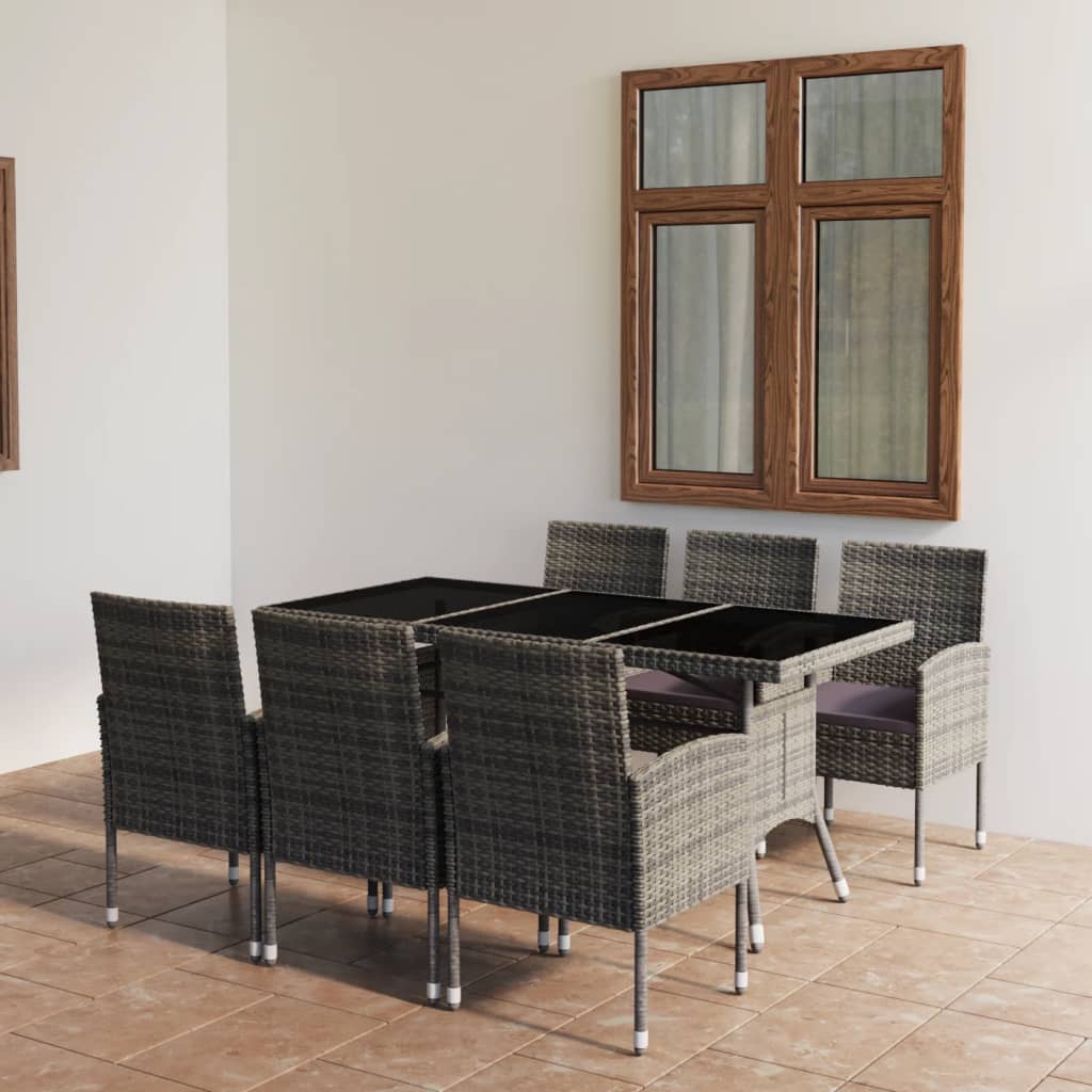 Set Mobilier De Grădină, 7 Piese, & Gri, Poliratan