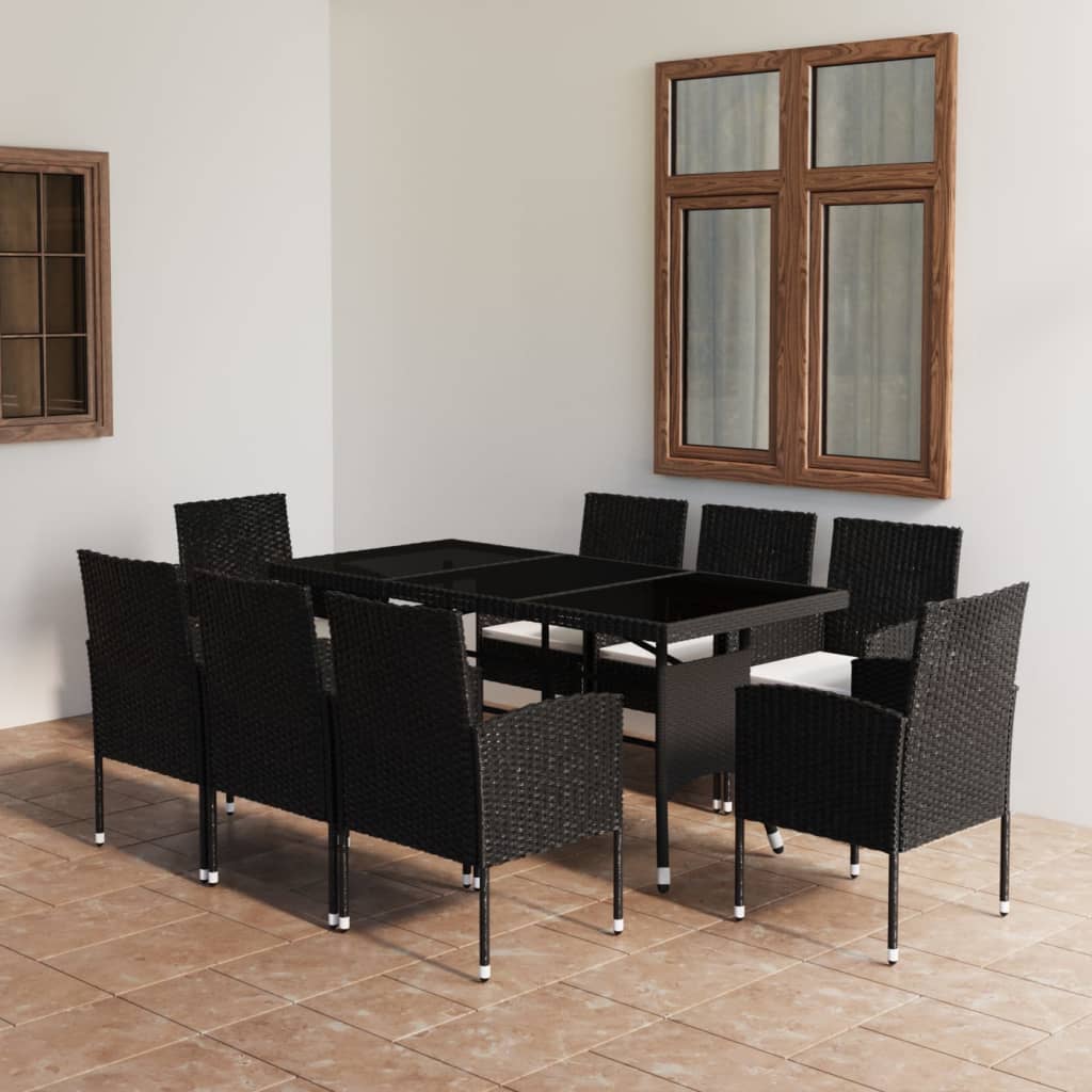 Set Mobilier De Grădină, 9 Piese, & Gri, Poliratan