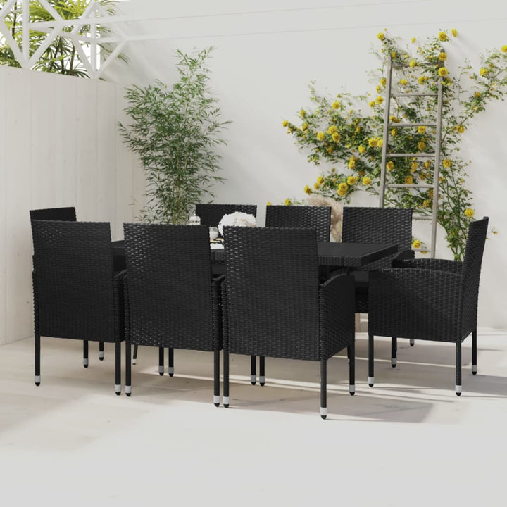 Set Mobilier De Grădină, 9 Piese, & Gri, Poliratan