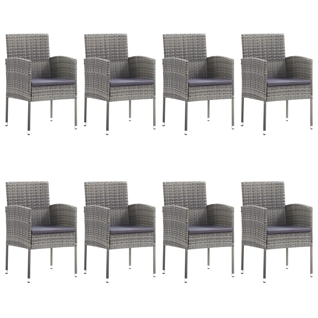 Set Mobilier De Grădină, 9 Piese, & Gri, Poliratan