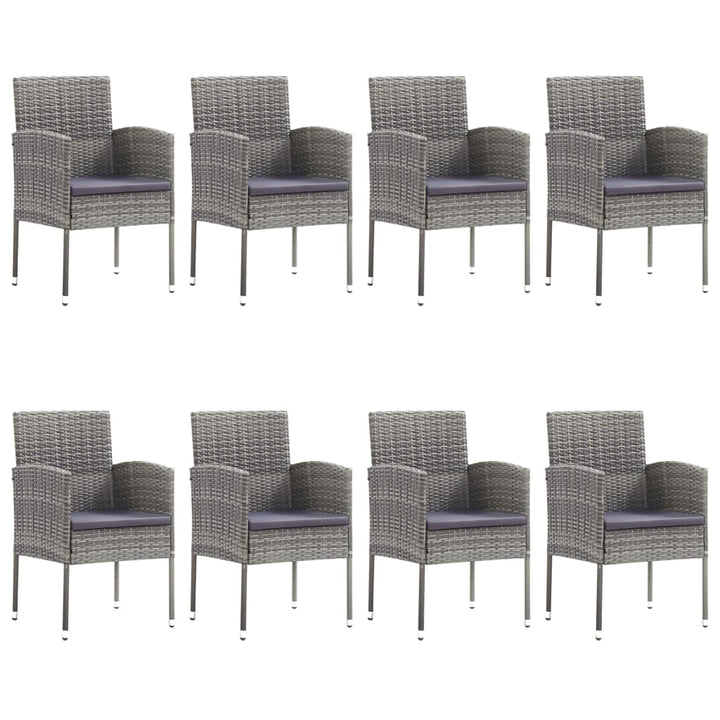 Set Mobilier De Grădină, 9 Piese, & Gri, Poliratan