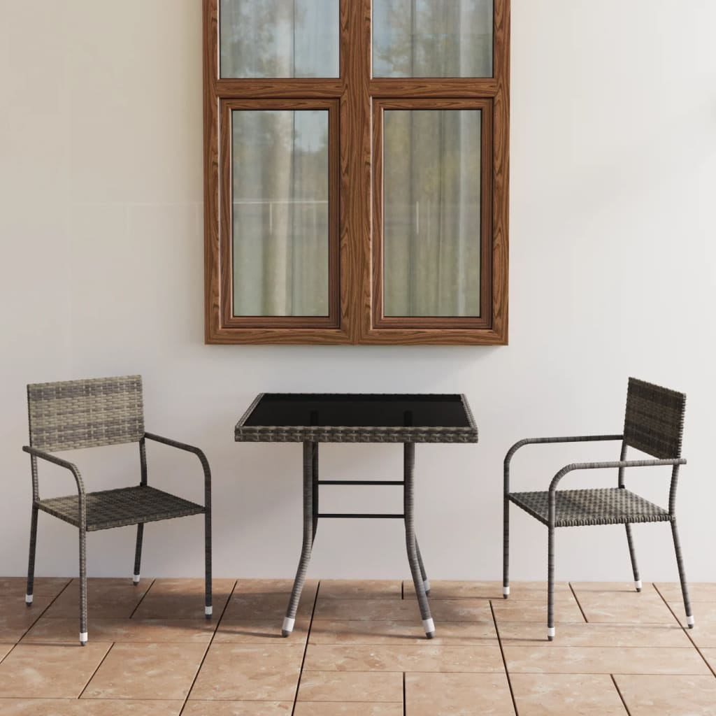 Set Mobilier De Grădină, 9 Piese, & Gri, Poliratan