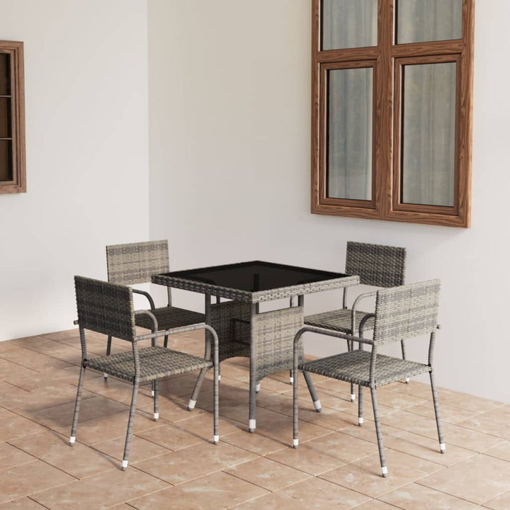 Set Mobilier De Grădină, 9 Piese, & Gri, Poliratan