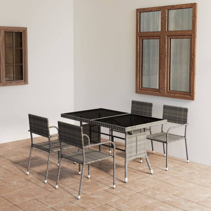Set Mobilier De Grădină, 9 Piese, & Gri, Poliratan