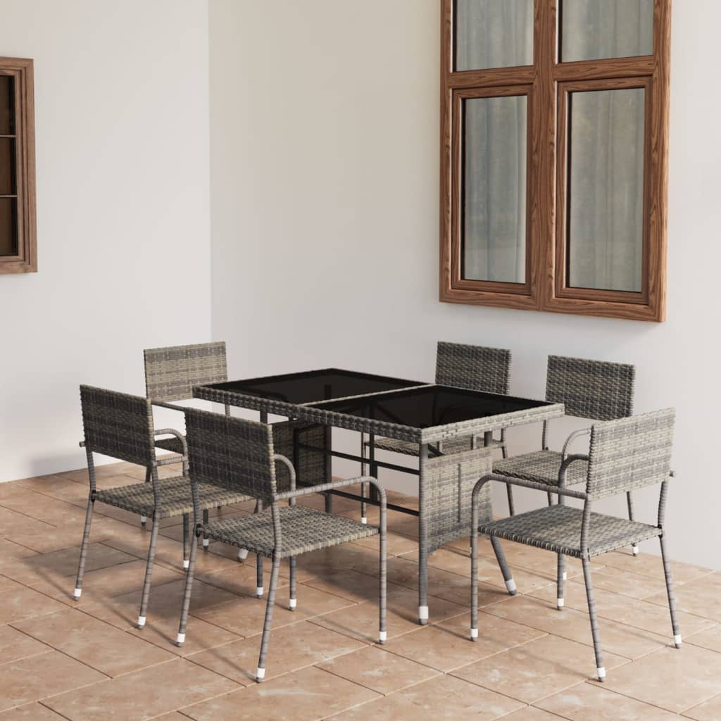 Set Mobilier De Grădină, 9 Piese, & Gri, Poliratan
