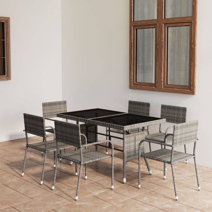 Set Mobilier De Grădină, 9 Piese, & Gri, Poliratan