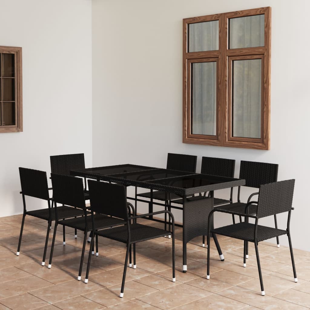 Set Mobilier De Grădină, 9 Piese, & Gri, Poliratan