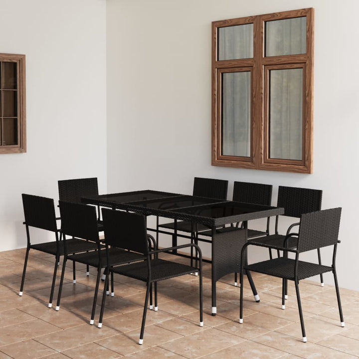 Set Mobilier De Grădină, 9 Piese, & Gri, Poliratan