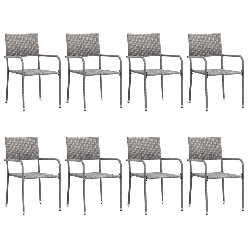 Set Mobilier De Grădină, 9 Piese, & Gri, Poliratan