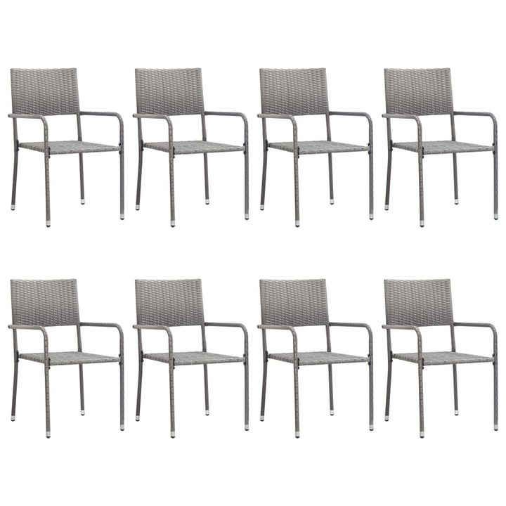 Set Mobilier De Grădină, 9 Piese, & Gri, Poliratan