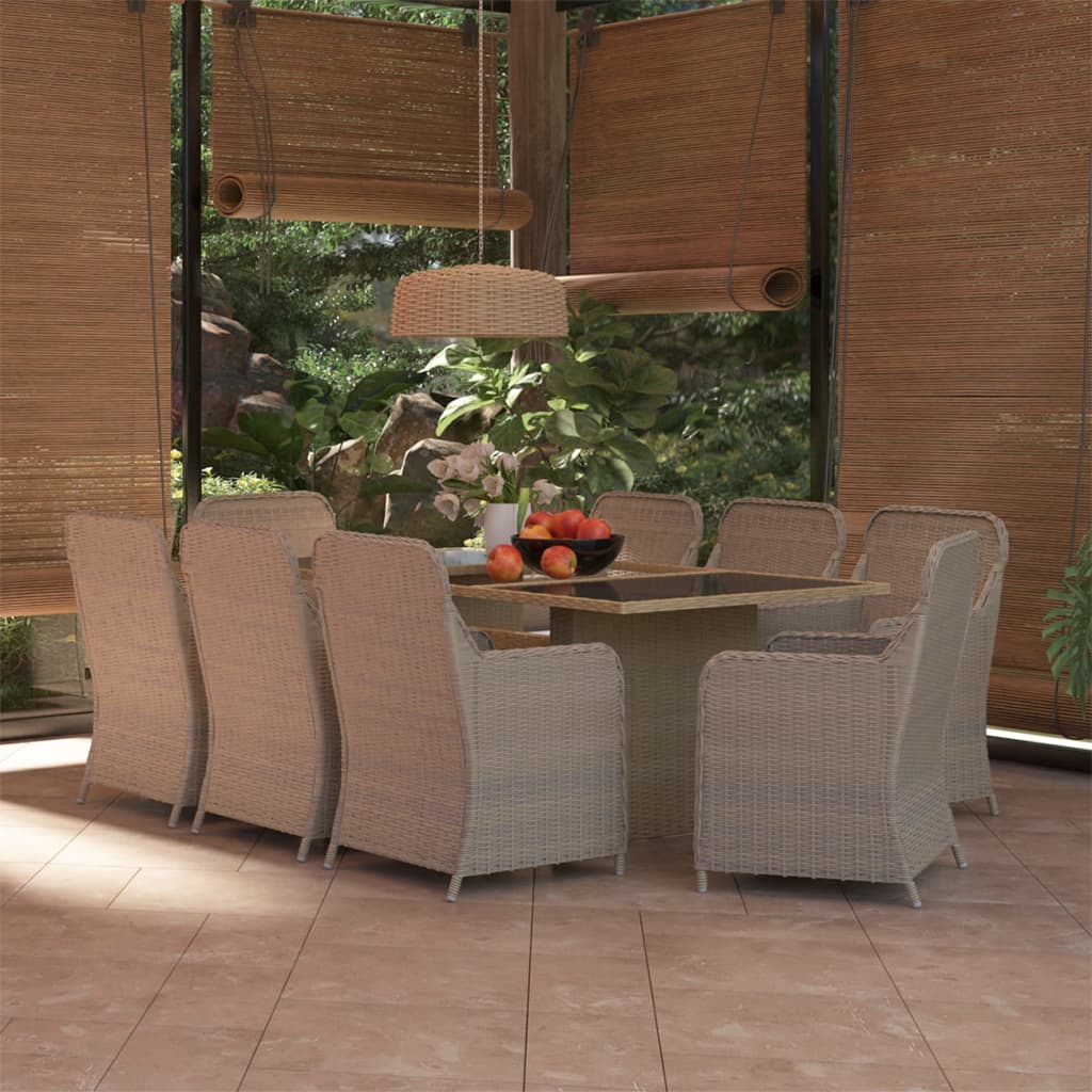 Set Mobilier De Grădină, 9 Piese, Poliratan