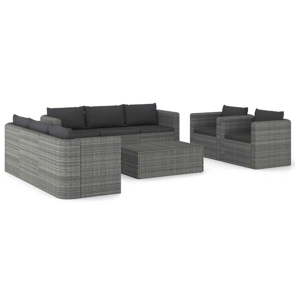 Set Mobilier De Grădină Cu Perne, 9 Piese, , Poliratan