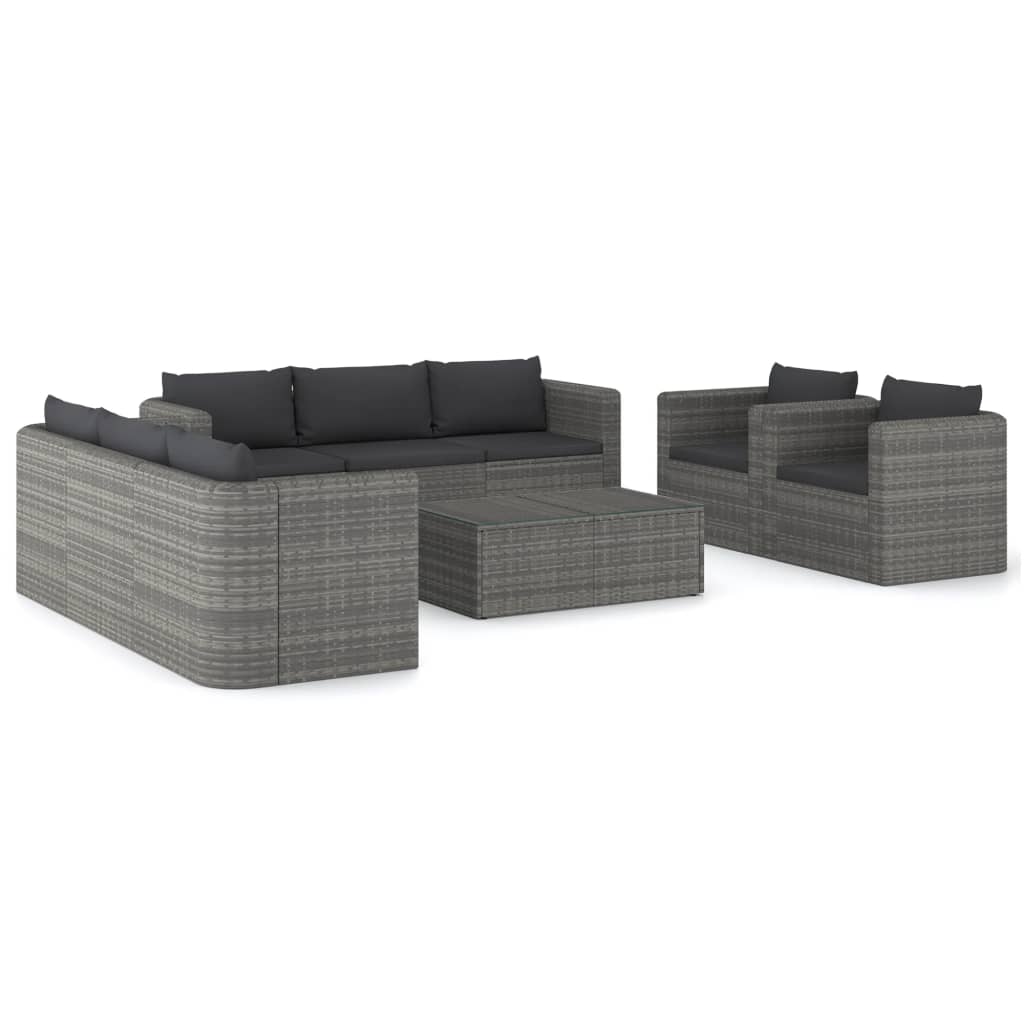 Set Mobilier De Grădină Cu Perne, 9 Piese, , Poliratan