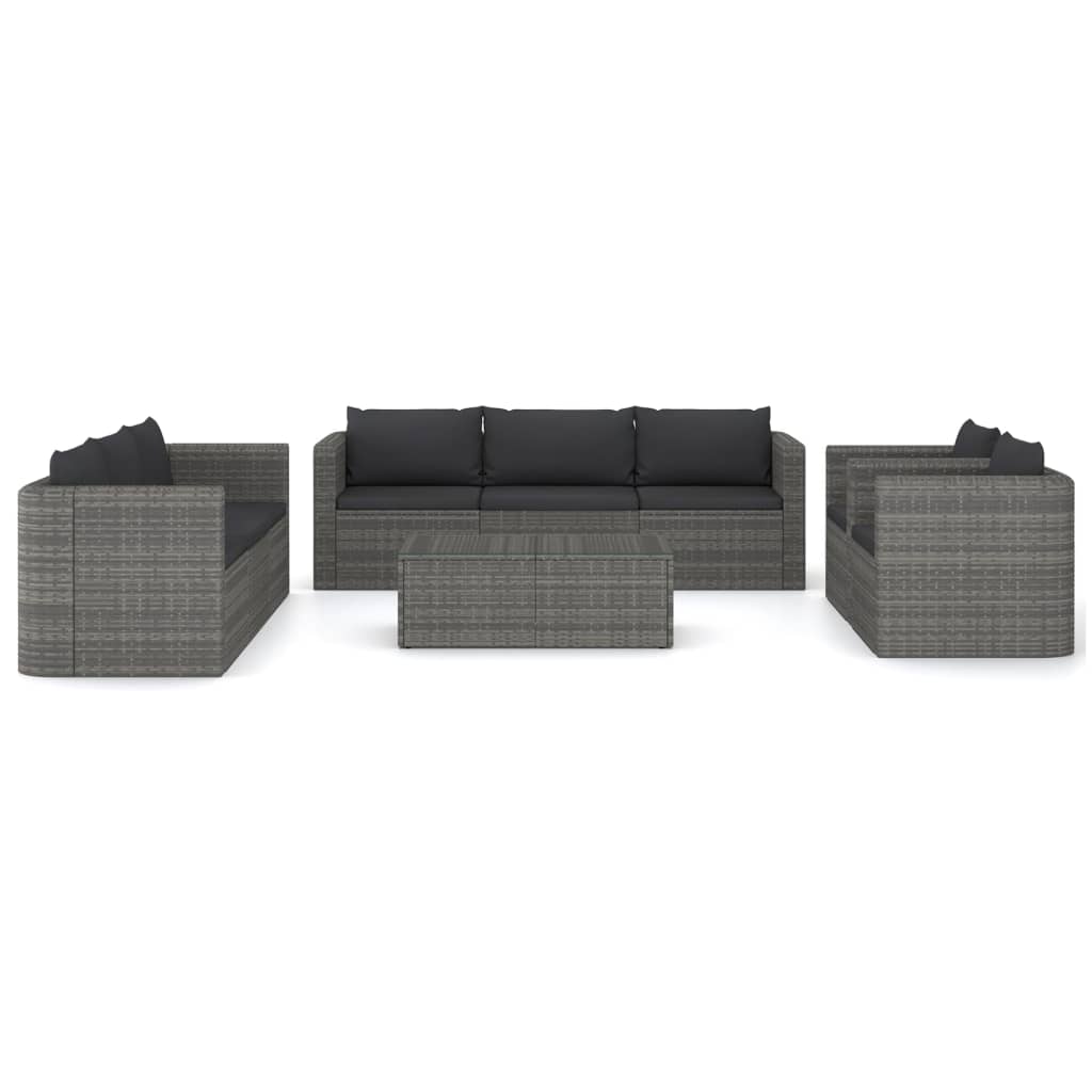 Set Mobilier De Grădină Cu Perne, 9 Piese, , Poliratan