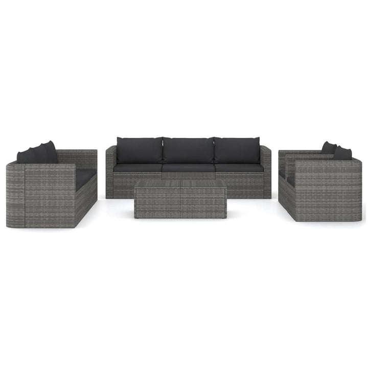 Set Mobilier De Grădină Cu Perne, 9 Piese, , Poliratan