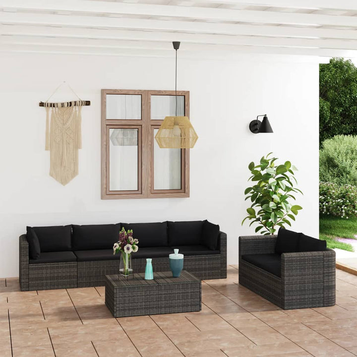 Set Mobilier De Grădină Cu Perne, 9 Piese, , Poliratan