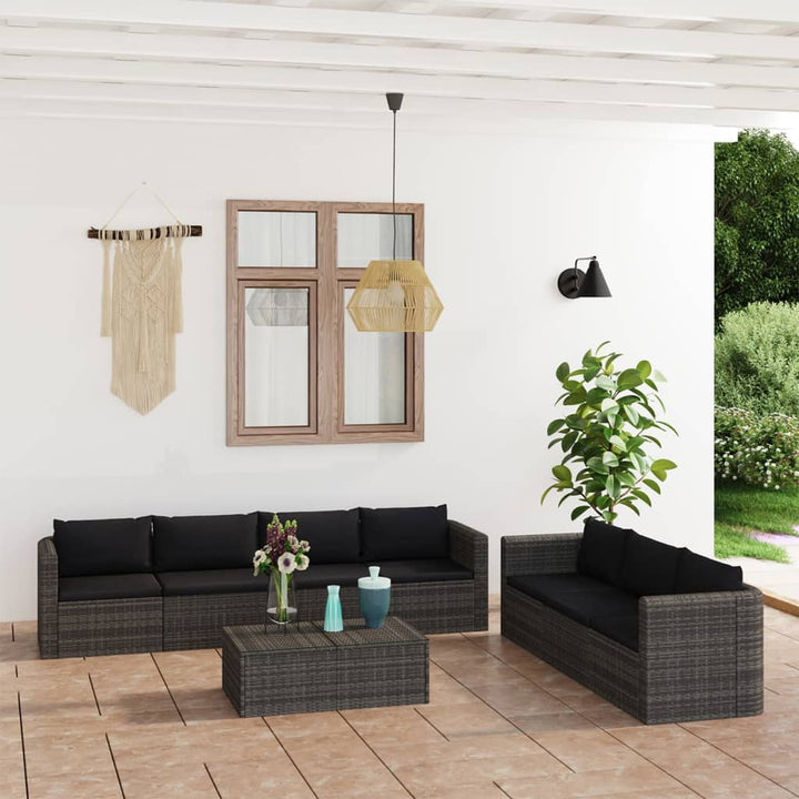 Set Mobilier De Grădină Cu Perne, 9 Piese, , Poliratan