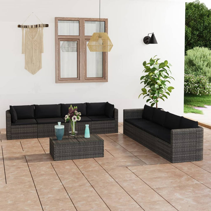 Set Mobilier De Grădină Cu Perne, 9 Piese, , Poliratan