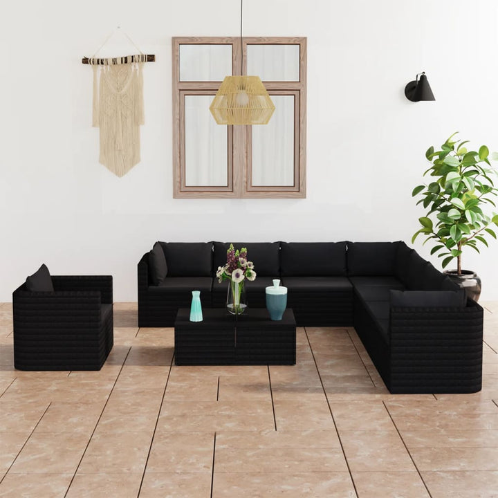 Set Mobilier De Grădină Cu Perne, 9 Piese, , Poliratan
