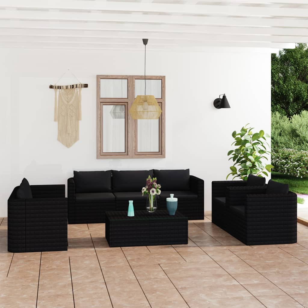 Set Mobilier De Grădină Cu Perne, 9 Piese, , Poliratan