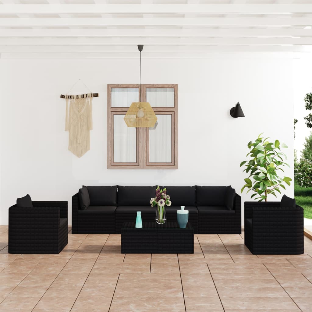 Set Mobilier De Grădină Cu Perne, 9 Piese, , Poliratan