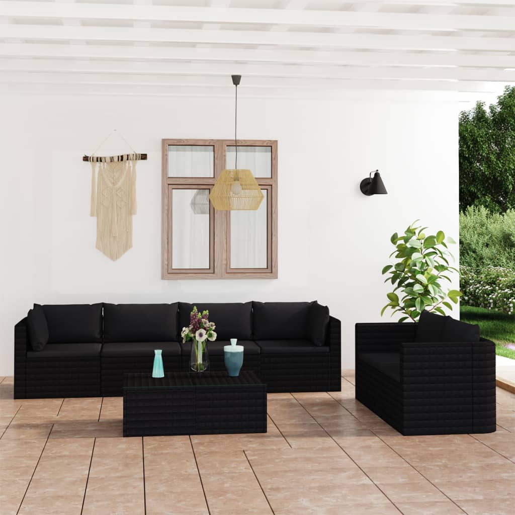 Set Mobilier De Grădină Cu Perne, 9 Piese, , Poliratan