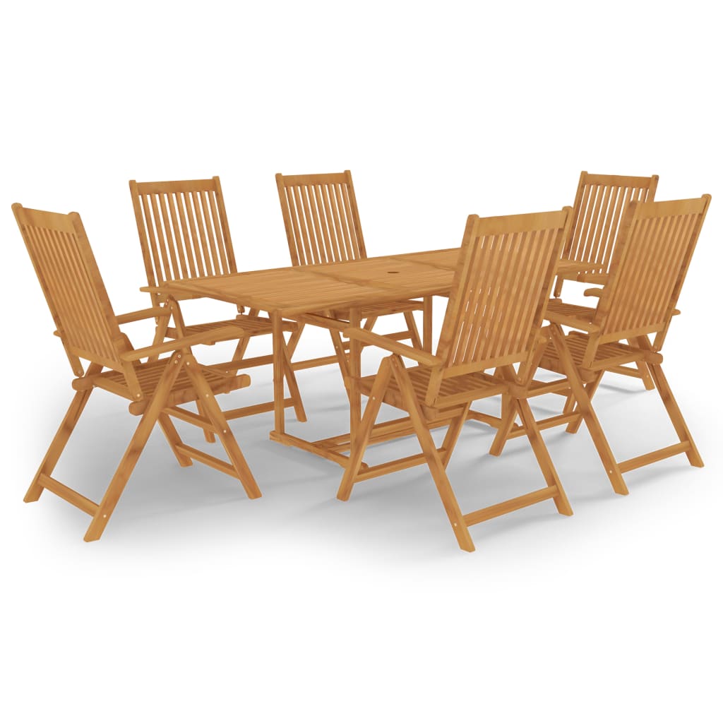 Set Mobilier Exterior Cu Scaune Pliabile 7 Piese Lemn Tec Masiv