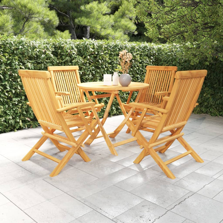 Set Mobilier De Grădină, 5 Piese, Lemn Masiv De Tec